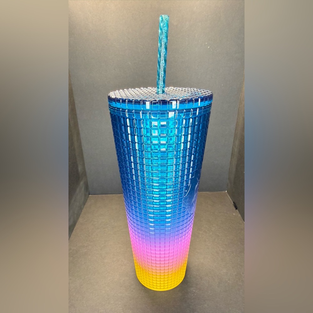 Starbucks Blue, Pink, Yellow, Studded Tumbler with Straw - Picture 2 of 9